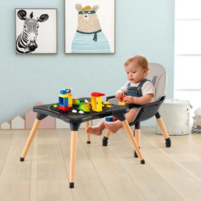 Cadeira refeição alta para bebés e crianças pequenas, conversível 6 em 1 tabuleiro removível cinza e preto