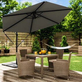 Guarda-sol cantilever em alumínio Ø300cm Proteção UV 80+antracite