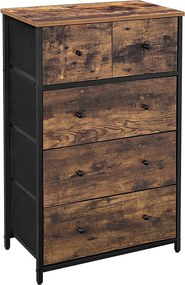 Cómoda com gavetas em tecido 56 x 30 x 89,3 cm Castanho Vintage-preto