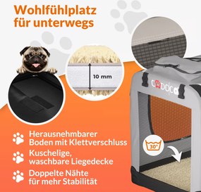 Transportadora dobrável para cães XL 82x58x58cm Cinza