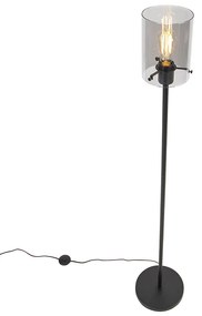 Candeeiro de pé design preto com vidro fumê - Dome