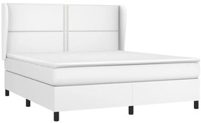 Cama com molas/colchão 180x200 cm couro artificial branco