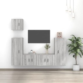 vidaXL Conjunto móveis de TV 5 pcs madeira processada sonoma cinza