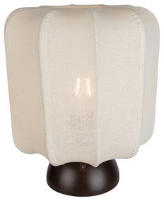 Candeeiro de Mesa Japandi Bronze Escuro com Abajur Bege - Nori Japandi
