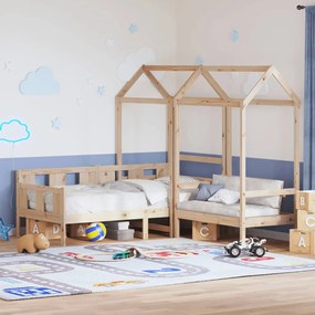 Conj. de sofá-cama e banco com telhado 80x200 cm pinho maciço