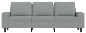 Sofá de 3 lugares 180 cm tecido cinza-claro