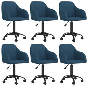 vidaXL Cadeiras de jantar giratórias 6 pcs veludo azul