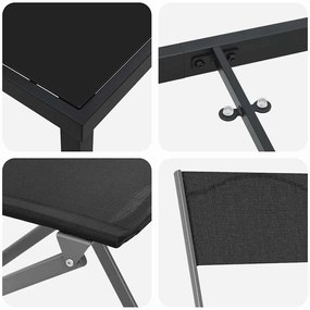 Conjunto de Jantar de Jardim 3 Peças Preto em Textileno e Aço