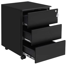 Armário móvel com 3 gavetas para escritório e arquivo | SONGMICS | 39 x 45 x 55 cm | preto matte | OFC63BK.