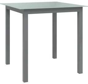 Mesa de jardim em alumínio e vidro 80x80x74 cm cinzento-claro