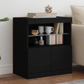 vidaXL Aparador com luzes LED 60x37x67 cm preto