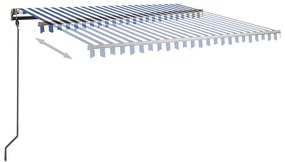 Toldo retrátil automático com postes 4x3 m azul e branco