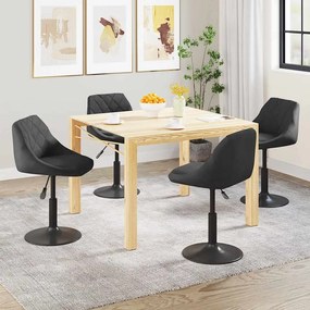 vidaXL Cadeiras de jantar giratórias 4 pcs veludo preto