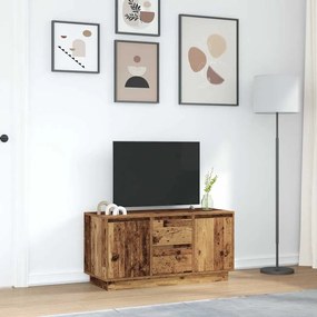 Móvel de TV com luzes LED 100x41x50 cm madeira velha