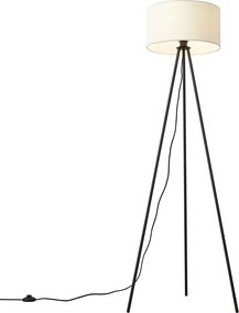 Candeeiro de pé moderno branco com abajur de veludo - Luz