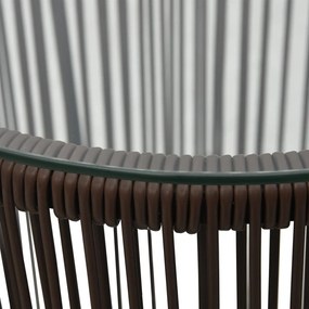3 pcs conjunto de bistrô com almofadões vime PE castanho