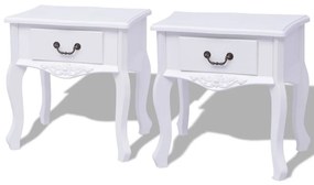 vidaXL Mesas de cabeceira, 2 pcs, MDF, branco