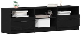 Estante para TV Carvalho Preto 150x33,5x45 cm Madeira Revestida