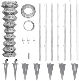 Cerca de arame com postes/espetos 15x1,5 m aço galvanizado