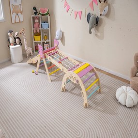 Parque infantil interior de escalada para crianças Montessori de madeira dobráveis 8 em 1 para bebés multicolor 1