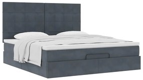 Estrutura cama otomana colchões 180x200 cm cinzento escuro
