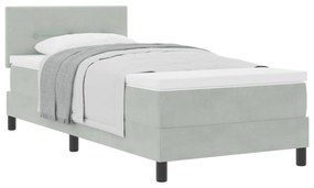 Cama Box Spring vidaXL com Colchão Cinza Claro 90x200 cm Veludo