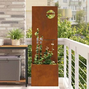 vidaXL Vaso de Jardim com Painel Decorativo Ferro Enferrujado
