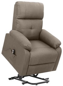 vidaXL Poltrona elevatória tecido cinzento-acastanhado