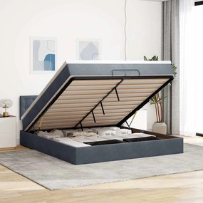 moldura de cama otomana vidaXL com colchão cinza escuro veludo