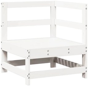 7 pcs conjunto lounge de jardim pinho maciço branco