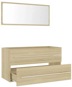 2 pcs conj. móveis casa de banho contrapl. cor carvalho sonoma