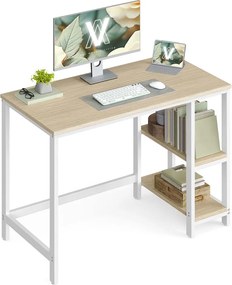 Secretária de escritório 100 x 50 x 76 cm bege natural-branco