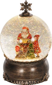 HOMCOM Bola de Neve com Música e Luzes Globo de Neve com Cena de Pai Natal e Criança Decoração de Natal Bronze | Aosom Portugal