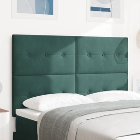 Cabeceira vidaXL Botão Almofadado Verde Escuro 140 cm Veludo