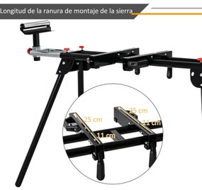 DURHAND Suporte portátil dobrável para serra de esquadria com altura ajustável e extensível Fácil de transportar e armazenar 213x64x102 cm Preto