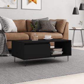 vidaXL Mesa de centro 90x50x36,5 cm derivados de madeira preto