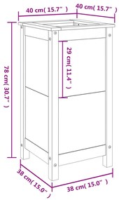 Vaso/floreira de jardim 40x40x78 cm pinho maciço cinzento