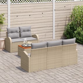 Conjunto de Sofá de Jardim vidaXL 6 Peças com Almofadas Bege Poliratta