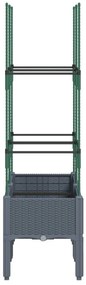 Vaso/floreira de jardim c/ treliça 80x40x142,5 cm PP cinzento azul