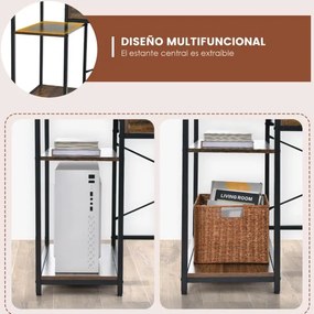 Secretária de computador com suporte para monitor Mesa de estudo com gaveta 2 Estantes abertas para escritório em casa 120 x 56 x 90,5 cm Castanho