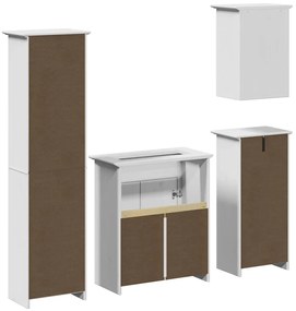 4 pcs conjunto de móveis para WC BODO pinho maciço branco