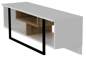 Móvel TV Asal – Branco/Preto/Carvalho – 119,4 x 40,2 x 35,2 cm