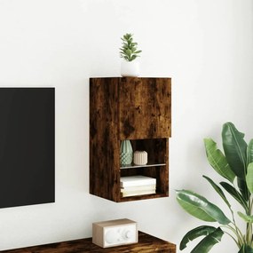 Móvel de TV com luzes LED 30,5x30x60 cm carvalho fumado