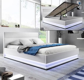 Cama Hidráulica com Arrumação "Naomi" - 150x190 cm - Branco - Polipele