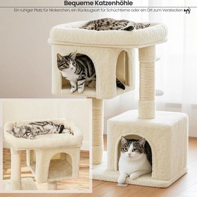 Arranhador com 2 cavernas 60 x 40 x 84 cm bege