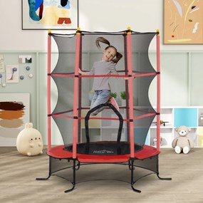 Trampolim infantil Ø 1,63 × 1,9 m de altura Rede de segurança Porta com fecho de correr Proteção para molas 6 postes almofadados Incluído Vermelho