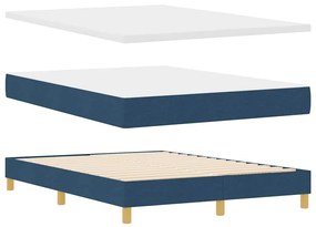 Cama Box Spring com Colchão e LED Azul 140x200 cm Tecido
