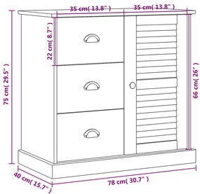 Aparador com gavetas VIGO 78x40x75 cm pinho maciço branco