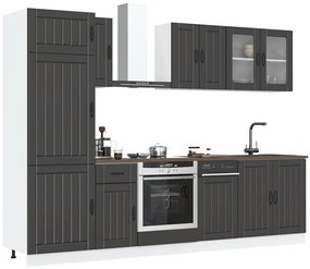 vidaXL 8 peças armário de cozinha conjunto Kalmar preto
