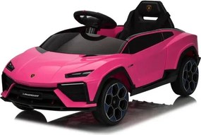 Carro elétrico para crianças Lamborghini Lanzador 12V Pneus em borracha maciça, banco em pele sintética Rosa